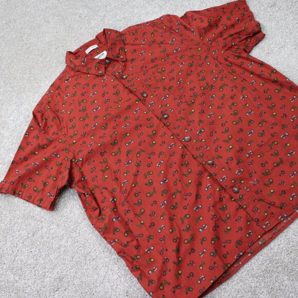 Duluth AOP Shirt Mens XL Orange BBQ Relaxed Fit Tractor All Over Print Untucked - Picture 4 of 14